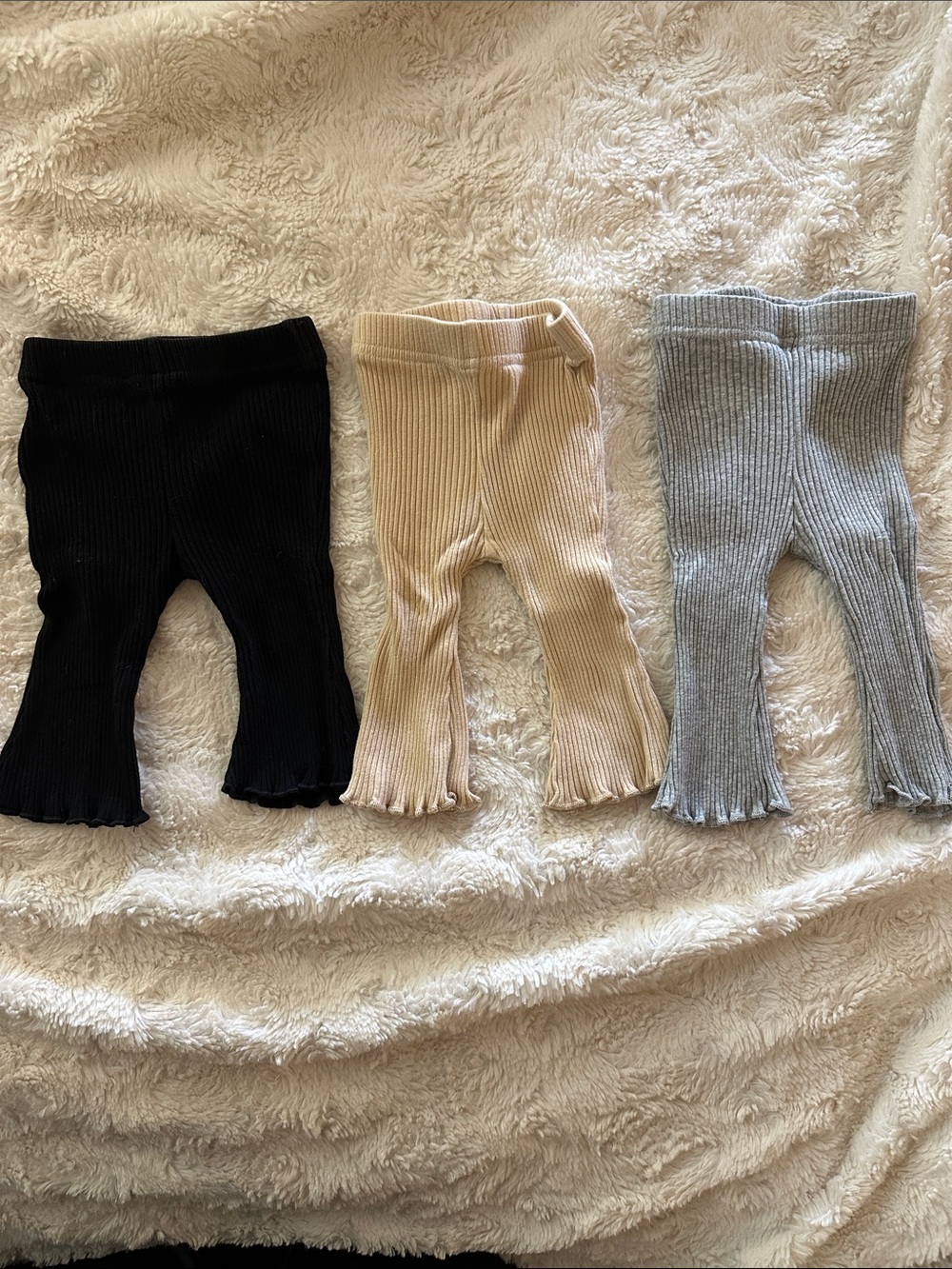 Amazon Ribbed Baby/Toddler Flare Leggings - Black, Cream, Gray